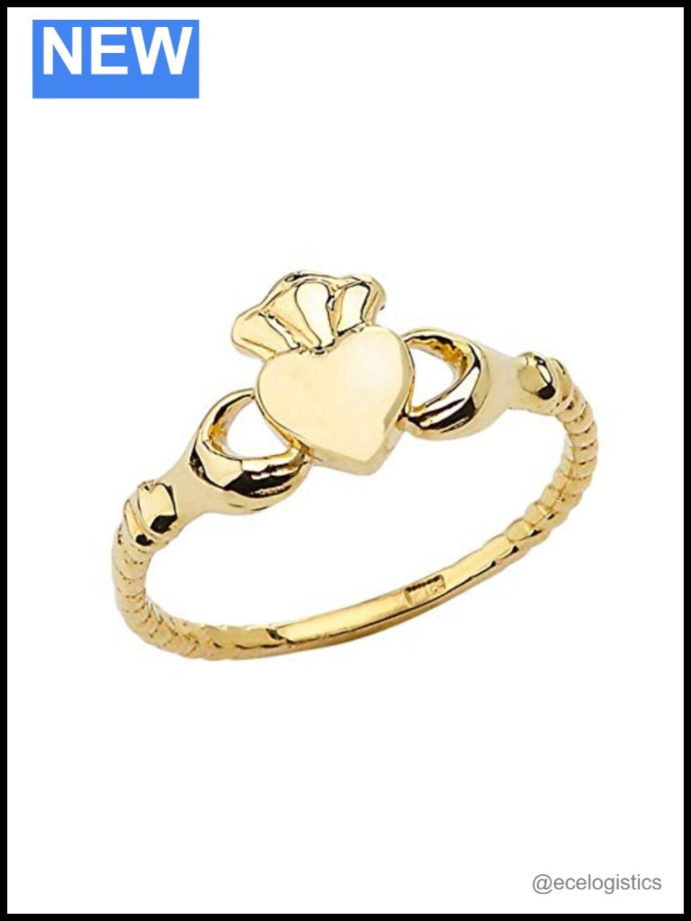 10k Yellow Gold Claddagh Ring Rope Style